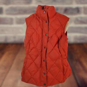 Lands End Down Puffer Vest Orange Diamond Quilted 407702 Women's Size Small